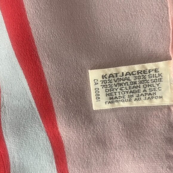 Vintage Katja for XIIX Karat Silk Blend Scarf | Red, Orange & Pink Geometric Str - Picture 3 of 7